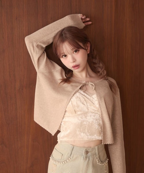 TITTY&CO.（ティティーアンドコー）の「フリルリボンカーディガン（カーディガン/ボレロ・レディース・アイボリー/ブラック/グレー/ベージュ・FREE）」の11枚目の写真