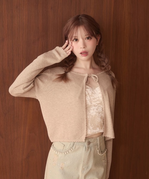 TITTY&CO.（ティティーアンドコー）の「フリルリボンカーディガン（カーディガン/ボレロ・レディース・アイボリー/ブラック/グレー/ベージュ・FREE）」の13枚目の写真