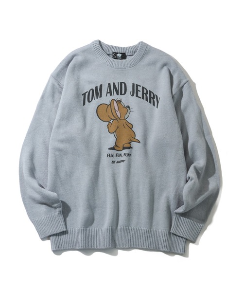 Tom&Jerry(トムアンドジェリー)の「【Tom & Jerry/トム & ジェリー】ユーズド風アートワークデザイン プリントニット セーター(ニット/セーター・メンズ・サックスブルー/スミクロ/グレイッシュベージュ/アイボリー・M/L/LL)」の11枚目の写真