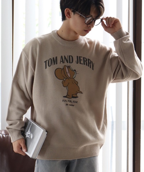 Tom&Jerry(トムアンドジェリー)の「【Tom & Jerry/トム & ジェリー】ユーズド風アートワークデザイン プリントニット セーター(ニット/セーター・メンズ・サックスブルー/スミクロ/グレイッシュベージュ/アイボリー・M/L/LL)」の22枚目の写真