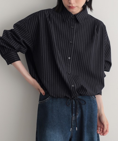 for/c（フォーシー）の「[新色追加]ストレッチドロストショートシャツ【サスティナブル】（シャツ/ブラウス・レディース・グレー/ブラック/ネイビー/オフホワイト・M/L/LL）」の4枚目の写真
