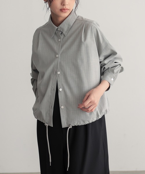 for/c（フォーシー）の「[新色追加]ストレッチドロストショートシャツ【サスティナブル】（シャツ/ブラウス・レディース・グレー/ブラック/ネイビー/オフホワイト・M/L/LL）」の5枚目の写真
