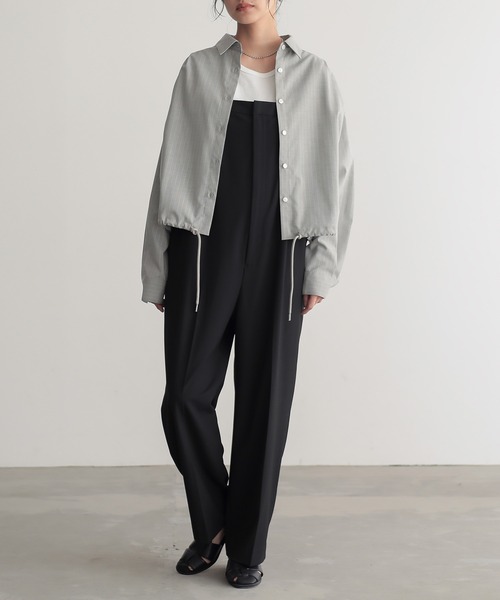 for/c（フォーシー）の「[新色追加]ストレッチドロストショートシャツ【サスティナブル】（シャツ/ブラウス・レディース・グレー/ブラック/ネイビー/オフホワイト・M/L/LL）」の11枚目の写真