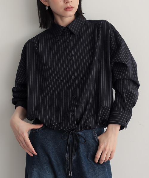 for/c（フォーシー）の「[新色追加]ストレッチドロストショートシャツ【サスティナブル】（シャツ/ブラウス・レディース・グレー/ブラック/ネイビー/オフホワイト・M/L/LL）」の13枚目の写真