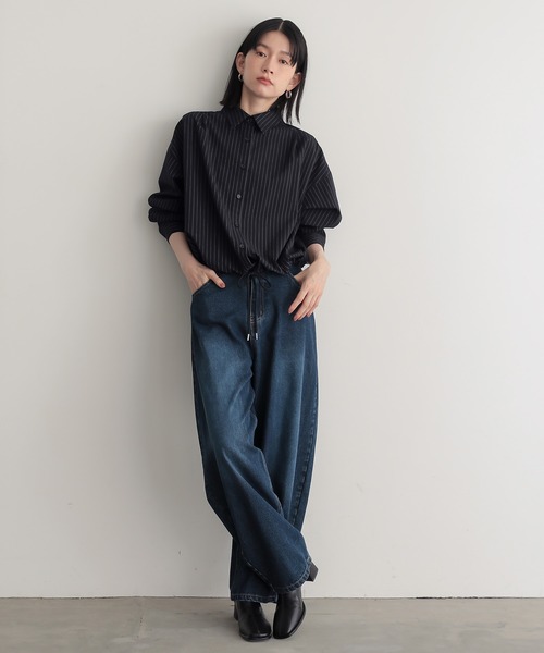 for/c（フォーシー）の「[新色追加]ストレッチドロストショートシャツ【サスティナブル】（シャツ/ブラウス・レディース・グレー/ブラック/ネイビー/オフホワイト・M/L/LL）」の15枚目の写真