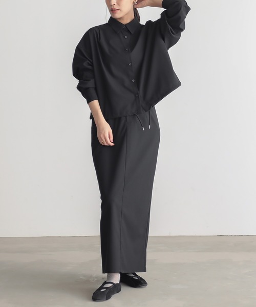 for/c（フォーシー）の「[新色追加]ストレッチドロストショートシャツ【サスティナブル】（シャツ/ブラウス・レディース・グレー/ブラック/ネイビー/オフホワイト・M/L/LL）」の22枚目の写真