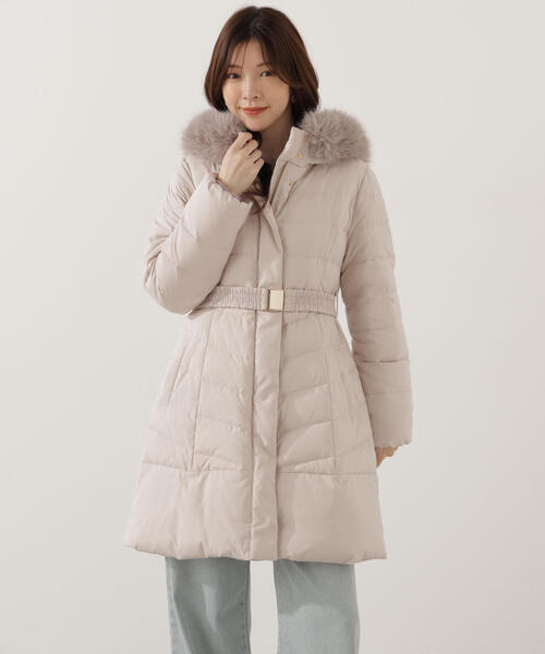 PROPORTION BODY DRESSING（プロポーションボディドレッシング）の「ベルト付ダウン / 1215252101（ダウンジャケット/コート・レディース・ホワイト系その他/ブラック/ベージュ・SMALL/MEDIUM/P/S）」の4枚目の写真