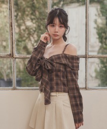 check ribbon carina tops/チェックリボンカリーナトップス