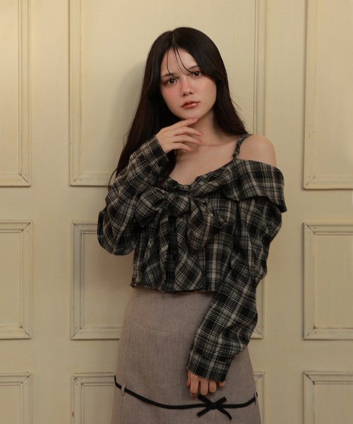 check ribbon carina tops/チェックリボンカリーナトップス（Tシャツ