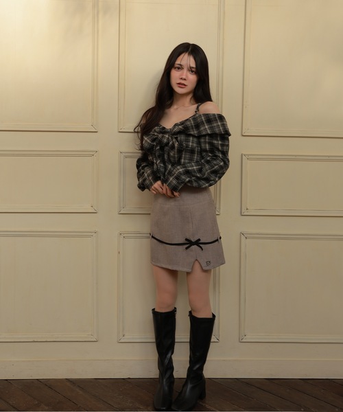 check ribbon carina tops/チェックリボンカリーナトップス（Tシャツ