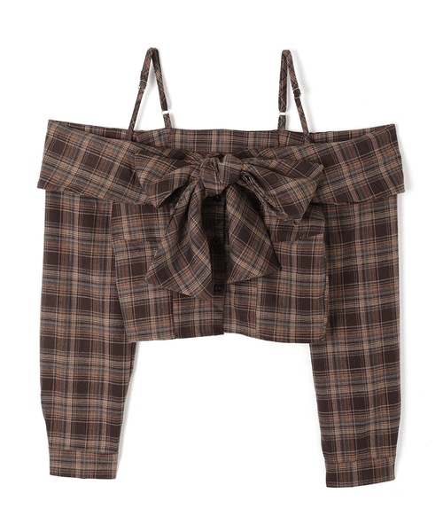 M DOLLY（エムドリー）の「check ribbon carina tops/チェックリボンカリーナトップス（Tシャツ/カットソー・レディース・ブラウン/ブラック・FREE）」の14枚目の写真