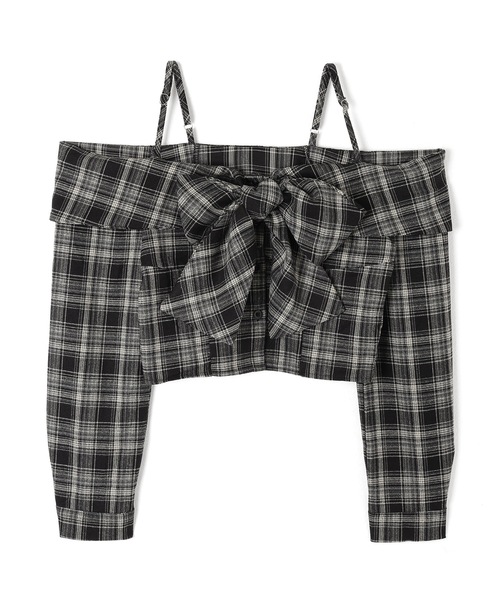 M DOLLY（エムドリー）の「check ribbon carina tops/チェックリボンカリーナトップス（Tシャツ/カットソー・レディース・ブラウン/ブラック・FREE）」の15枚目の写真