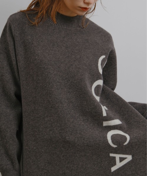 palm RICHE（ポームリシュ）の「ロゴニットOP（ワンピース・レディース・ベージュ/グレー・M）」の8枚目の写真