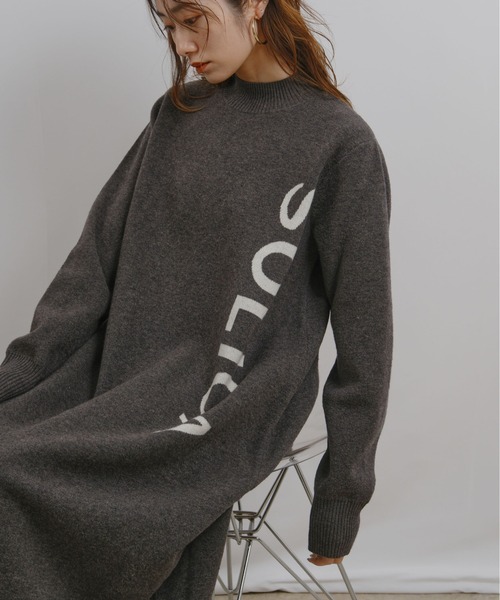 palm RICHE（ポームリシュ）の「ロゴニットOP（ワンピース・レディース・ベージュ/グレー・M）」の7枚目の写真