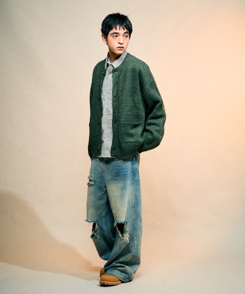 Elanque（エランク）の「No-collar cardigan/ノーカラーカーディガン
