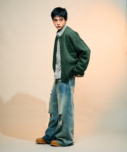 Elanque（エランク）の「No-collar cardigan/ノーカラーカーディガン