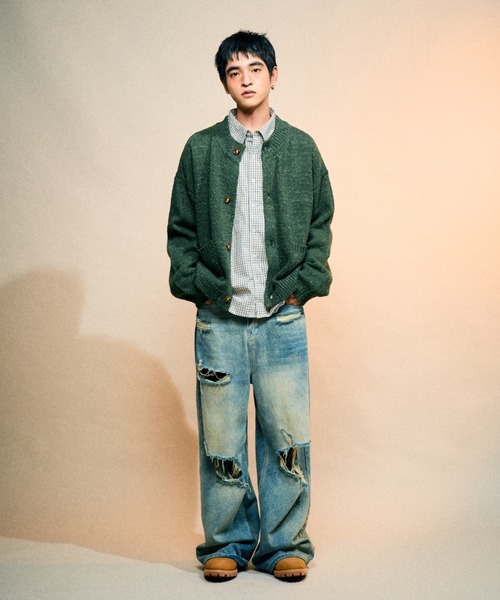 Elanque（エランク）の「No-collar cardigan/ノーカラーカーディガン