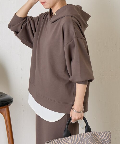 Jena espace merveilleux（ジェナ　エスパスメルヴェイユ）の「【2点セット/再入荷】レイヤードライクセットアップ（ワンピース・レディース・チャコールグレー/ベージュ・FREE）」の3枚目の写真