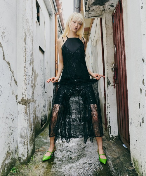 スパンコールレースレディドレス / sparkle lace lady dress
