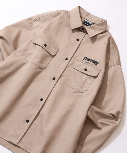 THRASHER(スラッシャー)の「【THRASHER/スラッシャー】長袖 ツイルワークシャツ(シャツ/ブラウス・メンズ・ダークグリーン/ブラック/ベージュ・M/L/XL)」の9枚目の写真