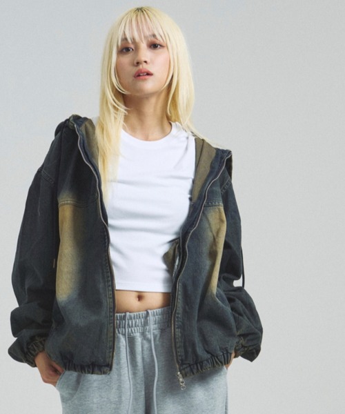 JACKROSE(ジャックローズ)の「JE-SELECT-加工フードデニムJKT(デニムジャケット・メンズ・ブラック系/インディゴブルー・FREE)」の2枚目の写真