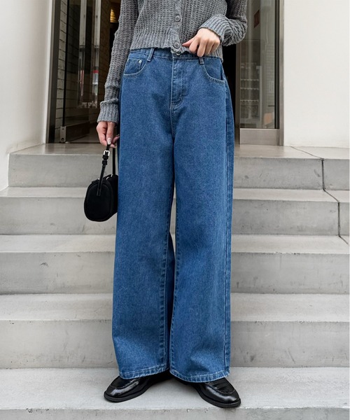 LE MORE（リモア）の「【選べる4サイズ！！】ベーシックセミワイドストレートデニム（デニムパンツ・レディース・インディゴブルー/ブルー/グレー・S/M/S-Short/M-Short）」の3枚目の写真