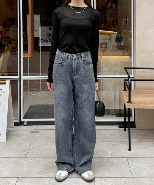 LE MORE（リモア）の「【選べる4サイズ！！】ベーシックセミワイドストレートデニム（デニムパンツ・レディース・インディゴブルー/ブルー/グレー・S/M/S-Short/M-Short）」の7枚目の写真