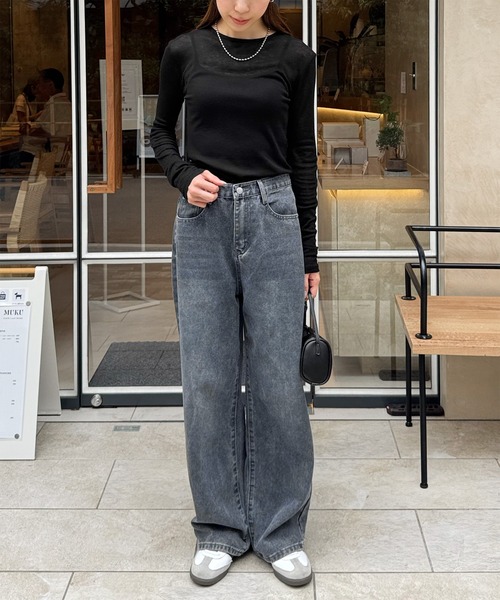 LE MORE（リモア）の「【選べる4サイズ！！】ベーシックセミワイドストレートデニム（デニムパンツ・レディース・インディゴブルー/ブルー/グレー・S/M/S-Short/M-Short）」の8枚目の写真