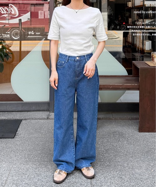 LE MORE（リモア）の「【選べる4サイズ！！】ベーシックセミワイドストレートデニム（デニムパンツ・レディース・インディゴブルー/ブルー/グレー・S/M/S-Short/M-Short）」の14枚目の写真