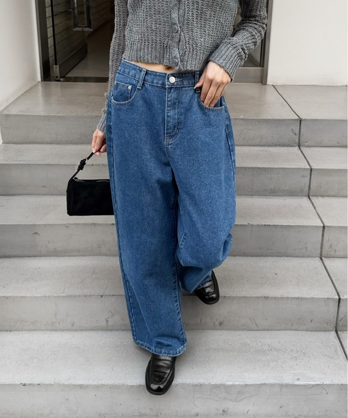 LE MORE（リモア）の「【選べる4サイズ！！】ベーシックセミワイドストレートデニム（デニムパンツ・レディース・インディゴブルー/ブルー/グレー・S/M/S-Short/M-Short）」の20枚目の写真