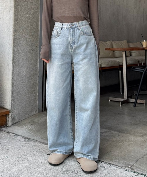 LE MORE（リモア）の「【選べる4サイズ！！】ベーシックセミワイドストレートデニム（デニムパンツ・レディース・インディゴブルー/ブルー/グレー・S/M/S-Short/M-Short）」の21枚目の写真