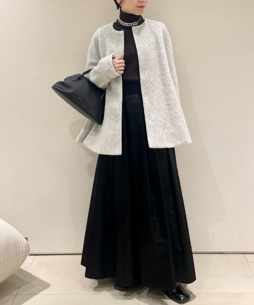 セール】◇ヘリンボンジャケット（ノーカラーコート）｜LE PHIL