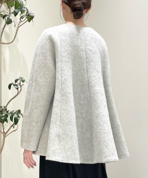 セール】◇ヘリンボンジャケット（ノーカラーコート）｜LE PHIL