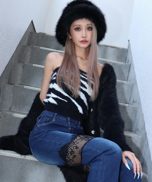 BLACKQUEEN（ブラッククイーン）の「【BLACKQUEEN】アニマル柄シャギーカーデセット（セットアップ・レディース・レオパード/ゼブラ・M）」の3枚目の写真