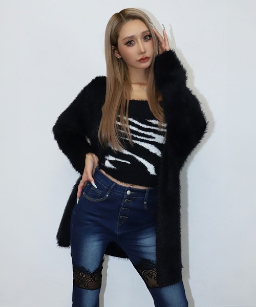 BLACKQUEEN（ブラッククイーン）の「【BLACKQUEEN】アニマル柄シャギーカーデセット（セットアップ・レディース・レオパード/ゼブラ・M）」の14枚目の写真