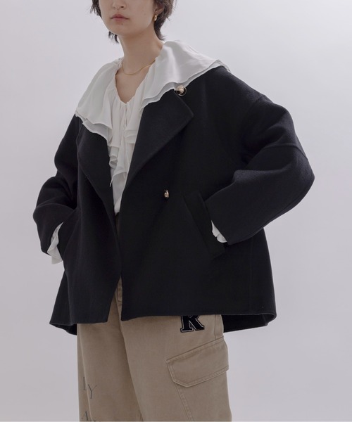 今期　完売品　新品未使用　エイミーロウ　リバー仕立てハーフコート リバー仕立てハーフコート（その他アウター）｜Eimee Law（エイミー