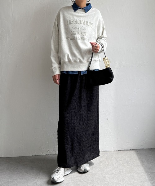 LBC（エルビーシー）の「チェーンステッチ刺繍ロゴ裏毛プルオーバー（スウェット・レディース・ナチュラル/ブルー/チャコール/ベージュ・M/L）」の8枚目の写真