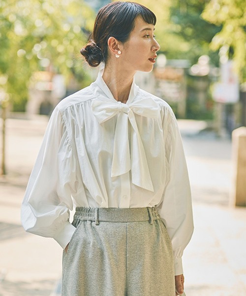 【定価3.3万✨】Deuxieme Classe BOWTIEシャツ　近年　白 ASYMMETRY BOW-TIE SHIRT｜38｜WHT｜SHIRTS AND BLOUSES｜|ENFÖLD