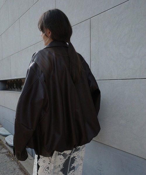 CLANE(クラネ)の「FAKE LEATHER BALLOON JACKET(その他アウター・レディース・アイボリー/ブラウン・1/2)」の7枚目の写真