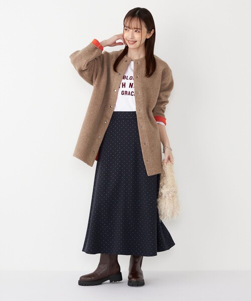SHIPS Colors(シップス カラーズ)の「SHIPS Colors:〈手洗い可能〉チャイニーズラクーン 接結 ミディアムカーディガン◇(カーディガン/ボレロ・レディース・グレー/ベージュ/ネイビー・ONE SIZE)」の5枚目の写真