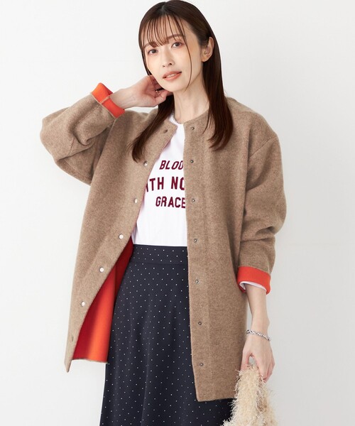 SHIPS Colors(シップス カラーズ)の「SHIPS Colors:〈手洗い可能〉チャイニーズラクーン 接結 ミディアムカーディガン◇(カーディガン/ボレロ・レディース・グレー/ベージュ/ネイビー・ONE SIZE)」の15枚目の写真