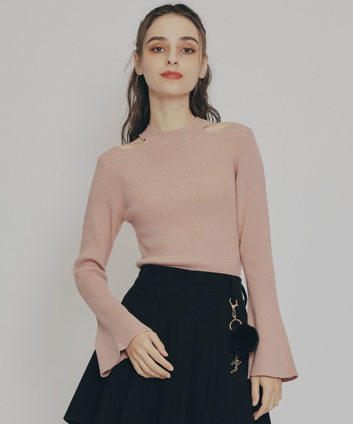 REDYAZEL（レディアゼル）の「カットアウトリブニットトップス（ニット/セーター・レディース・オフホワイト/ブラック/ブルー/チャコールグレー/オレンジ/ブラウン・FREE）」の6枚目の写真