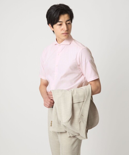 A DAY IN THE LIFE UNITED ARROWS(アデイインザライフユナイテッドアローズ)の「カラミ カッタウェイカラー ショートスリーブシャツ<A DAY IN THE LIFE>(シャツ/ブラウス・メンズ・ライトピンク/ライトブルー・L/M/S)」の1枚目の写真