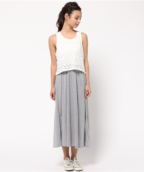 OUTLET（アウトレット）の「【Discoat Petit】レーストップマキシOP（ワンピース・レディース・杢グレー・MEDIUM）」の2枚目の写真