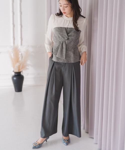 セール】2025秋冬新作 サイドベルト付きワイドパンツ（その他パンツ