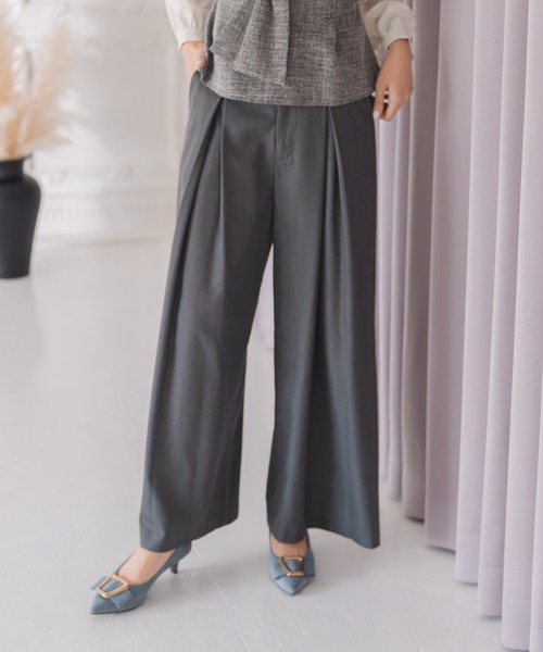 セール】2025秋冬新作 サイドベルト付きワイドパンツ（その他パンツ