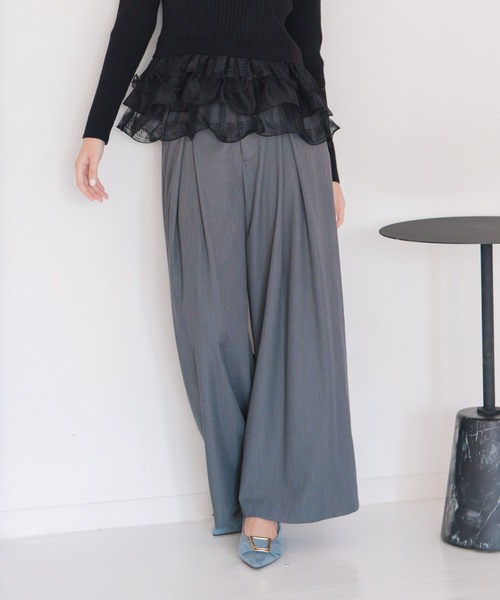 セール】2025秋冬新作 サイドベルト付きワイドパンツ（その他パンツ