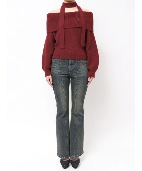 RESEXXY(リゼクシー)の「ビックカラーチョーカーニットトップス(ニット/セーター・レディース・ホワイト/グレー/レッド・FREE)」の8枚目の写真