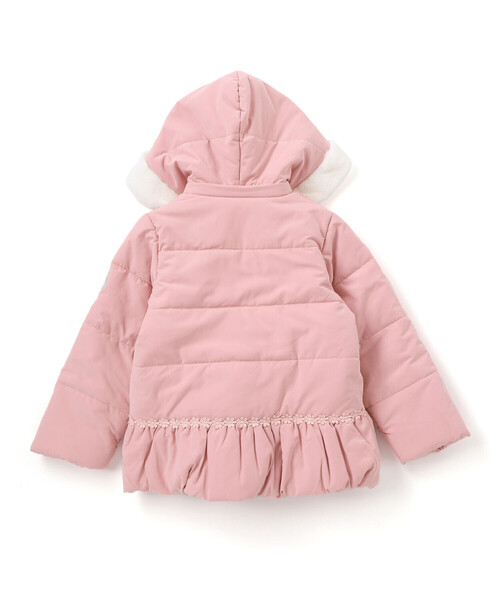 未使用級　近年　アルチビオ　中綿　ジャケット　フクロウ　ピンク　ファー　2WAY セール】ファー付きフードキルト中綿ジャケット(80~130cm)（ダウン