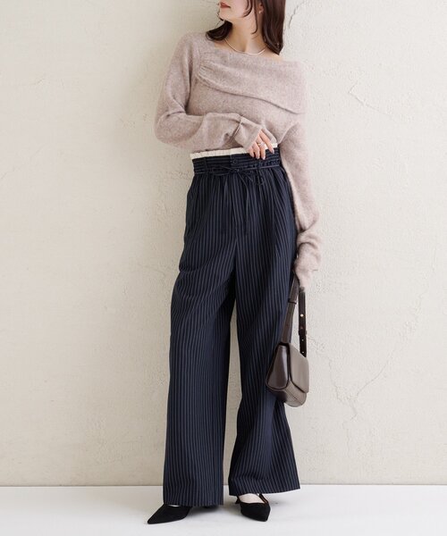 mystic（ミスティック）の「ワンショルデザインニット（ニット/セーター・レディース・チャコールグレー/ベージュ/オフホワイト/ボルドー・FREE）」の13枚目の写真